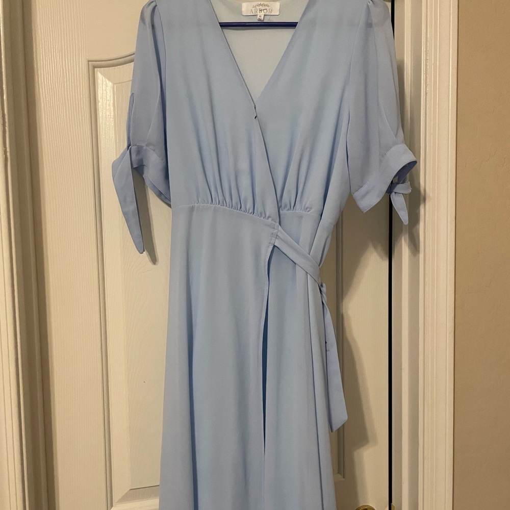 Blue silk dress - worn once! Size xl- but fits more like medium/large